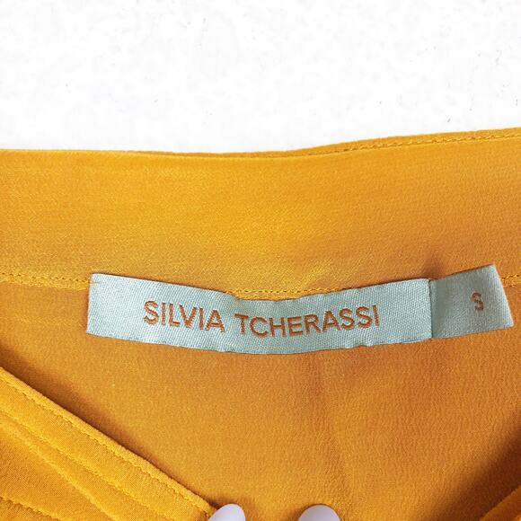 NWOT Silvia Tcherassi Magnolia Silk Midi Dress Small Cold Shoulder Button Front - Picture 4 of 13
